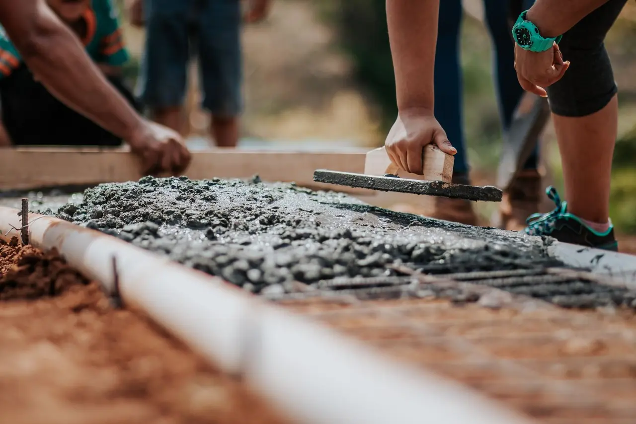 Concrete work on a construction site